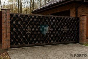 кованые откатные ворота 6 метров с автоматикой фото
