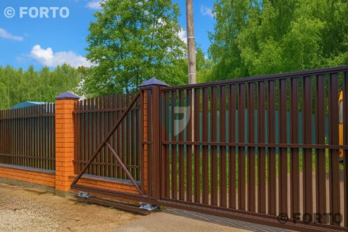 vorota465-01 откатные ворота из штакетника 4 метра фото